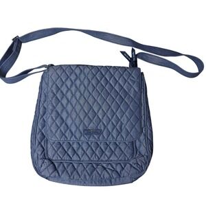 Vera Bradley Quilted Denim Crossbody‎ Bag Blue Floral Lined Adjustable Strap